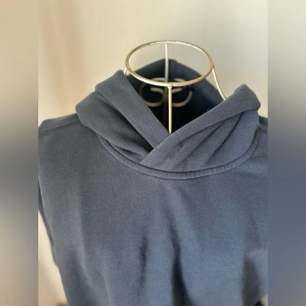 Abercrombie & Fitch Hoodie Sweatshirt Striped Sleeves Size S Navy